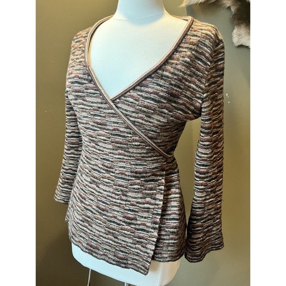 Beyond Threads Baby Alpaca Wool Blend Multi Color Wrap Sweater Womens M FLAWED - Picture 1 of 12